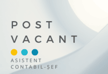 Concurs de suplinire a postului vacant de Asistent contabil-șef