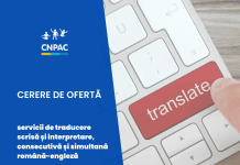 CNPAC anunță tender pentru servicii de traducere scrisă și interpretare, consecutivă și simultană din / în limbile română-engleză