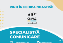 CNPAC anunță concurs pentru suplinirea postului vacant de Specialist Comunicare