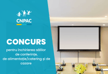 Termen extins: CNPAC anunță concurs de achiziție a serviciilor de închiriere a sălilor de conferințe, de alimentație/catering și de cazare pentru grupurile mici de participanți
