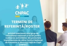 TERMENI DE REFERINȚĂ/ ROSTER privind selectarea unui grup de consultanți naționali și locali pentru realizarea activităților din proiectele implementate de către Centrul Național de Prevenire a Abuzului Față de Copii (CNPAC)