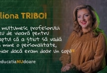 #educatiaNUdoare. Artista Aliona Triboi: „Este important ca profesorul să simtă un suflet sensibil și să-l încurajeze cu un cuvânt” Aliona Triboi despre profesori