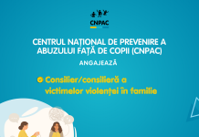 TERMEN EXTINS: CNPAC angajează Consilier/ă a victimelor violenței în familie în cadrul Centrului de asistență și reabilitare psiho-socială a copilului victimă a violenței, neglijării, exploatării, traficului