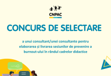 CNPAC anunță consurs de selectare a unui consultant/unei consultante pentru elaborarea și livrarea sesiunilor de prevenire a burnout-ului în rândul cadrelor didactice